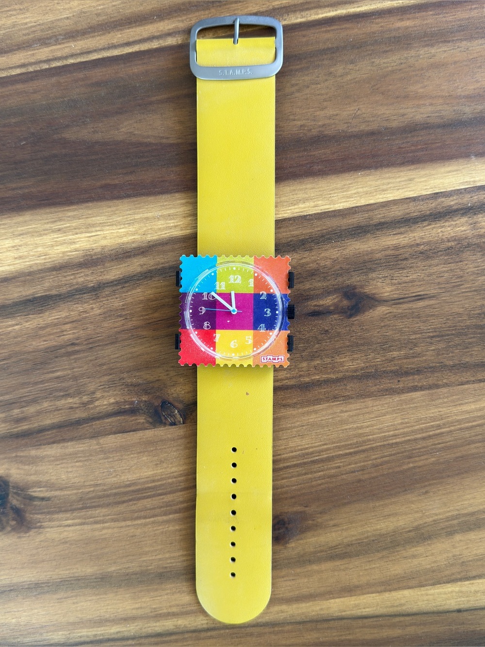 S.T.A.M.P.S COLOR BLOCK STAMP WATCH Y2K GENUINE LEATHER RETRO
